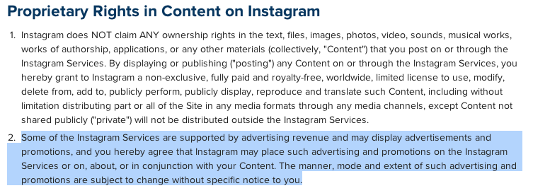 Instagram Terms of Service