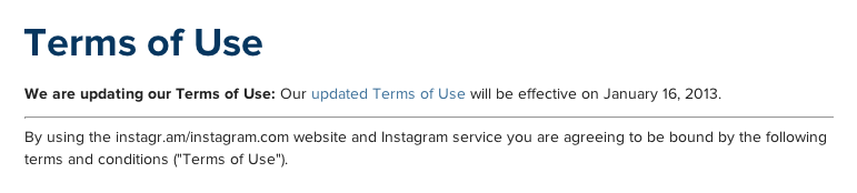 Instagram Terms of Use