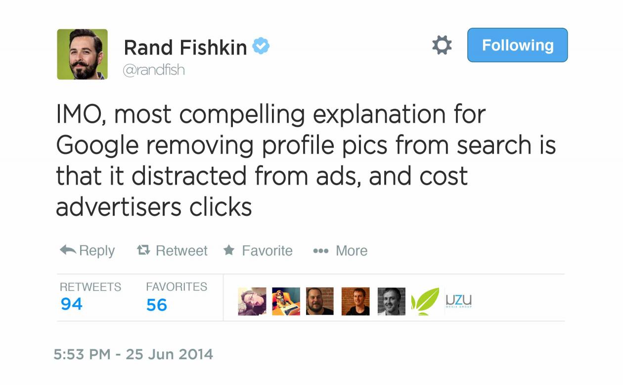 Rand Fishkin Tweet about Authorship