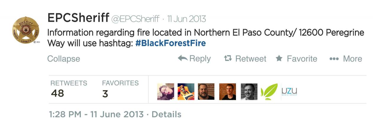 El Paso County Sheriff Tweet about #BlackForestFire